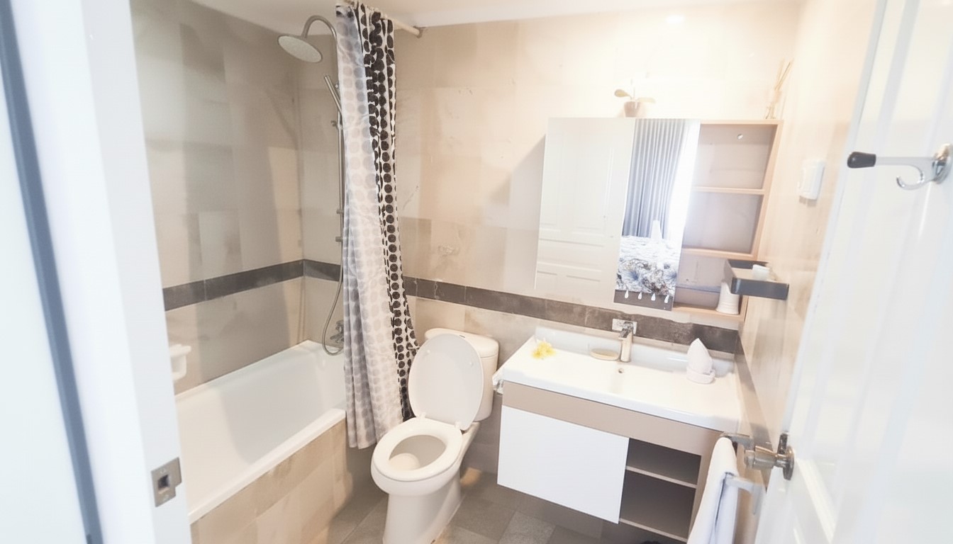 Clean Updated Bathroom at Barbs Bali Apartments Legian Beach Bali