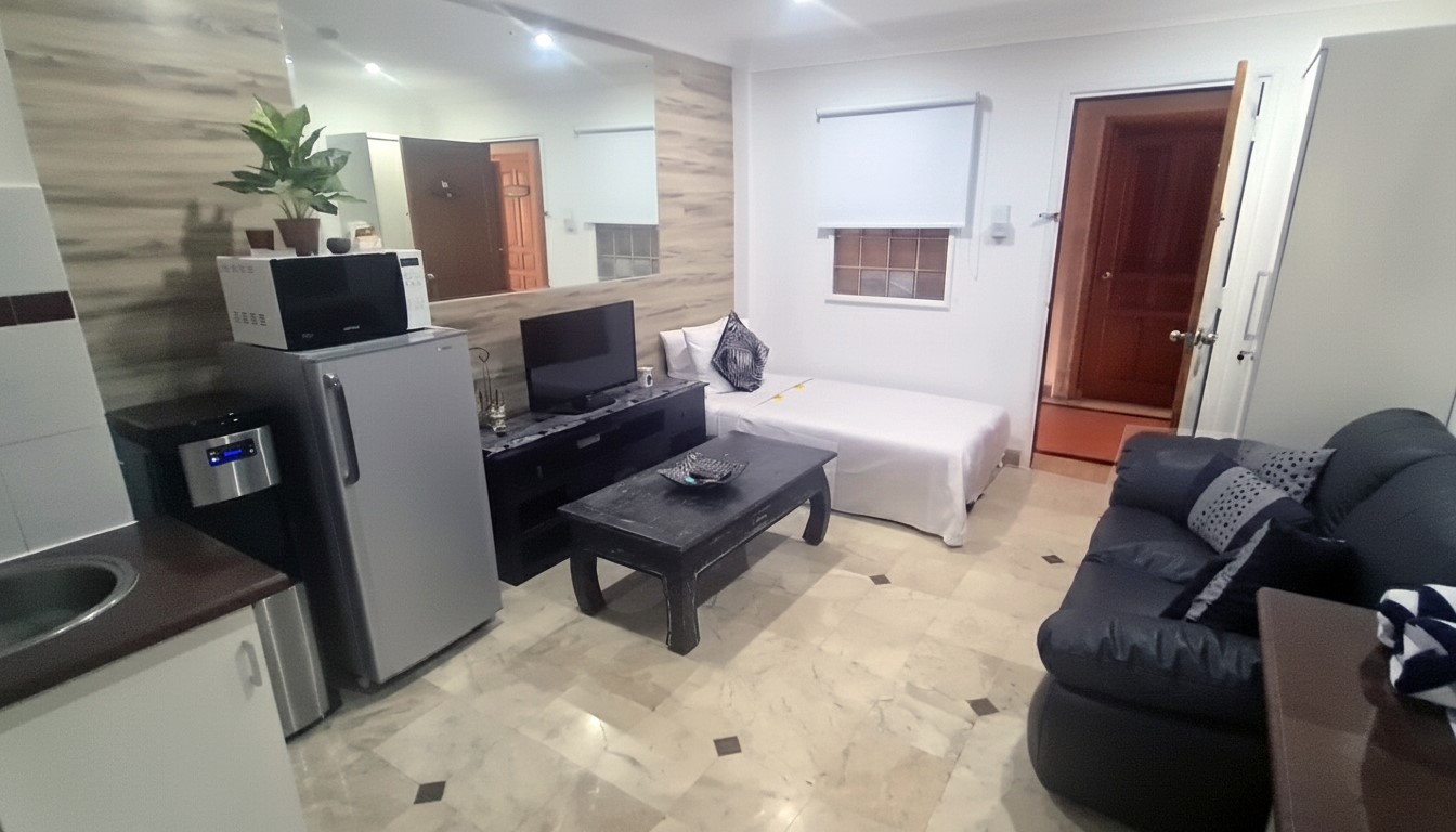 Spacious Modern Living Area at Barbs Bali Apartments Legian