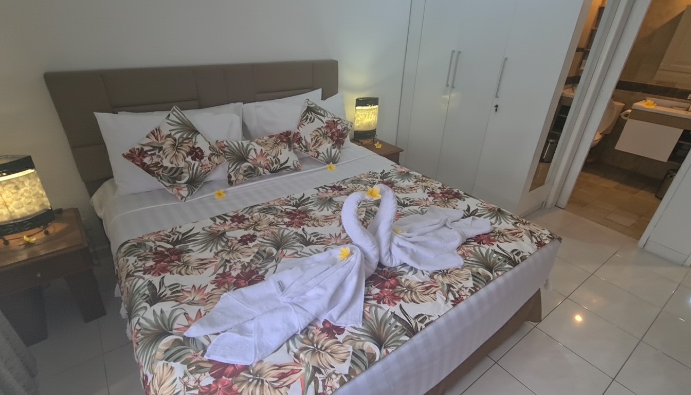 Comfortable Bedroom with Quality Beds at Barbs Bali Apartments